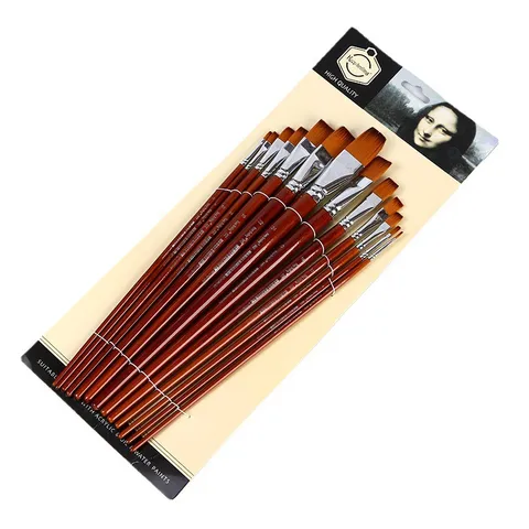 Nylon Hair Paint Brush Wood Handle Artist Paintbrushes For Watercolor Acrylic Oil Painting And Drawing Art Supplies