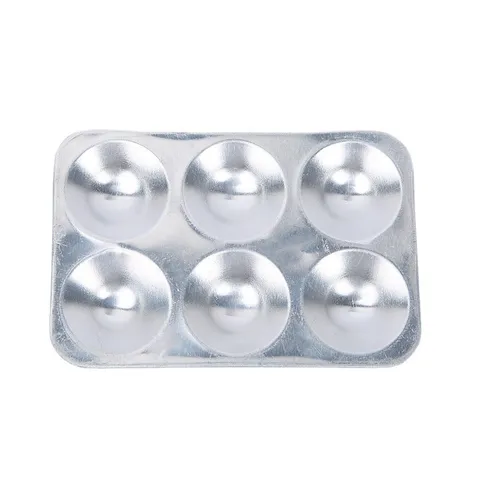 Aluminum Paint Palette 6 Holes Metal Color Mixing Tray Watercolor Pigment Holder Art Painting Makeup Nail Art Tool