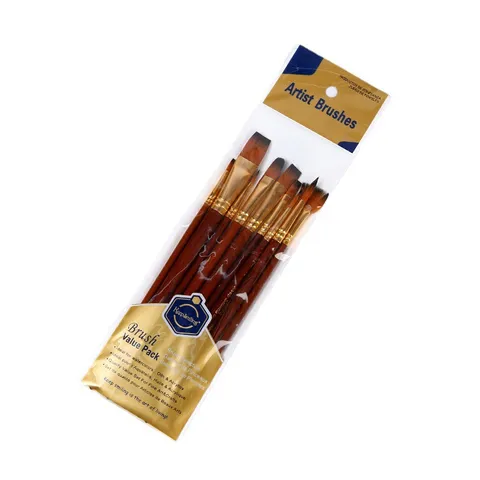 Nylon Hair Paint Brushes Brown Wooden Handle Artist Paint Brushes For Watercolor Acrylic Painting Art Supplies