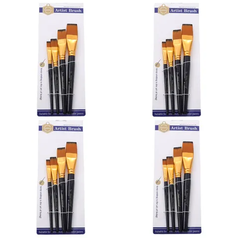Professional Flat Paint Brush Set Short Handle Watercolor Acrylic Oil Painting Artist Paintbrushes Art Supplies
