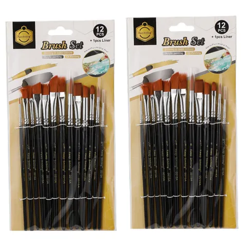 Professional Artist Paintbrush Set Nylon Hair Wood Handle Copper Tube Brushes For Watercolor Acrylic Oil Painting