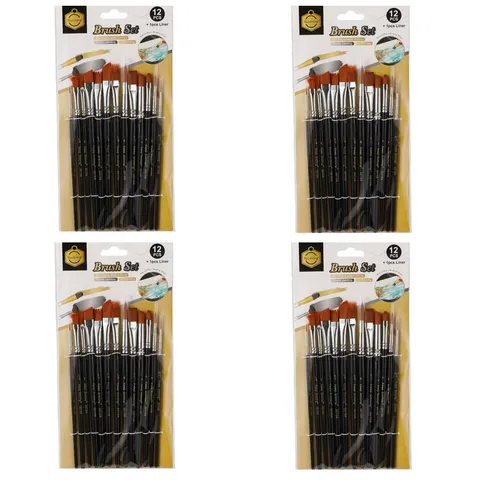 Professional Artist Paintbrush Set Nylon Hair Wood Handle Copper Tube Brushes For Watercolor Acrylic Oil Painting