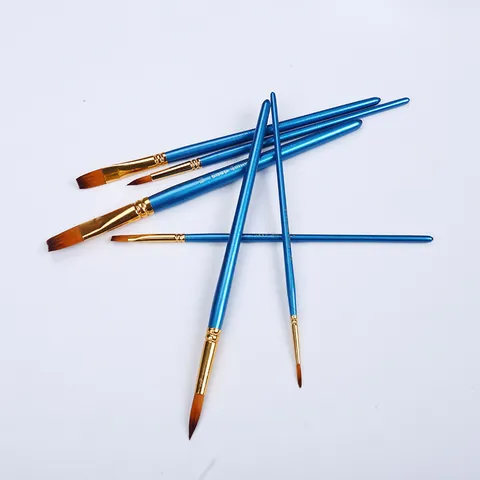 Nylon Paint Brushes Artist Painting Tool Watercolor Acrylic Oil Paint Brushes Wood Handle Blue Art Supplies