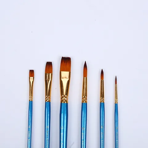 Nylon Paint Brushes Artist Painting Tool Watercolor Acrylic Oil Paint Brushes Wood Handle Blue Art Supplies