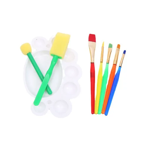 Painting Brushes Set DIY Graffiti Drawing Palette Pigment Tray Plastic Handle Colorful Brush Art Tools Kit