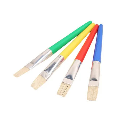 Children Painting Art Supplies Plastic Handle Bristle Flat Brush Gouache Watercolor Oil Painting Brush Set