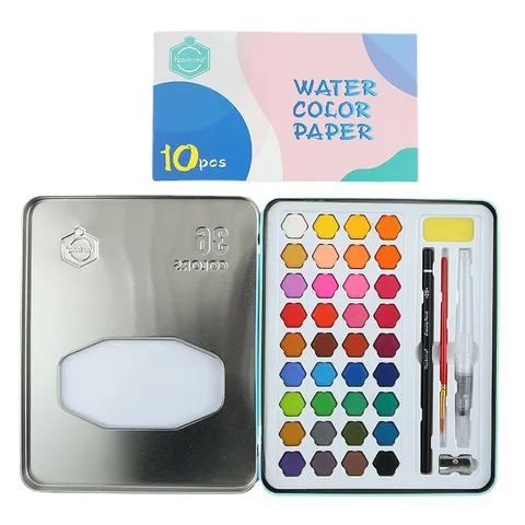 Set Colori Acquerello Solido 36 Colori Scatola Ferro Rosa Portatile Carta Bambini Arte Pittura Pigmento