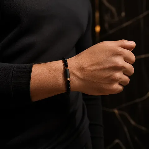 Minimalist Natural Obsidian Stone Beaded Bracelet With Black Tourmaline Couple Fashion Jewelry Gift For Men And Women