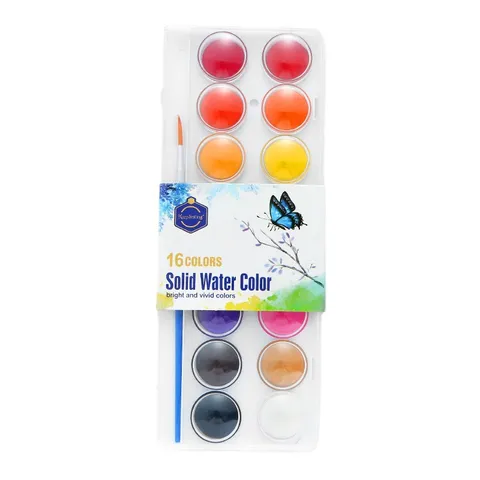 Keepsmiling Set Stereou Chromatos Akouarelas 16 Chromaton Foreto Plastiko Kouti Me Pinseli Nylon Eidh Zografikis