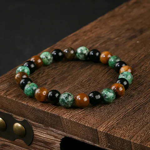 Natural Stone Crystal Beaded Bracelet Multi-color Gemstone Agate Volcanic Stone Bracelet Unisex Jewelry