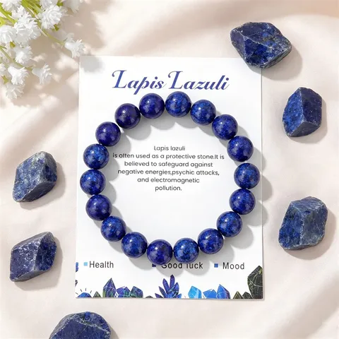 Natural Stone Crystal Beaded Bracelet 10mm Round Gemstone Elastic Bracelets Healing Energy Jewelry For Women Men Gift