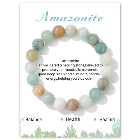 Natural Stone Crystal Beaded Bracelet 10mm Round Gemstone Elastic Bracelets Healing Energy Jewelry For Women Men Gift