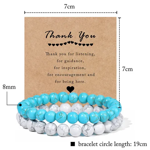 Natural Stone Beaded Double Layer Bracelets Agate Cat Eye Stone Bracelet With Thank You Card Fashion Jewelry Gift