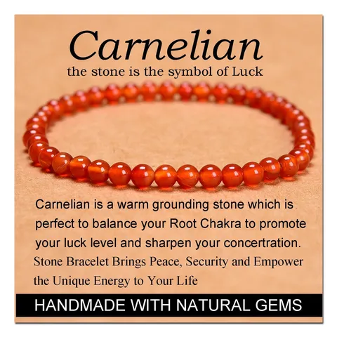 Natural Stone Beaded Bracelet Elastic Cord Round Gemstone Healing Crystal Jewelry Gift For Men And Women