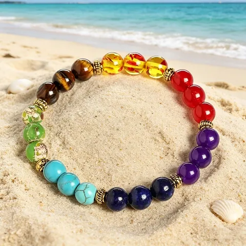 Natural Stone Beaded Bracelet Vintage Chakra Yoga Energy Stone Beaded Bracelets Fashion Jewelry Gift For Men Women