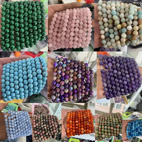 Natural Stone Beaded Bracelet Gemstone Crystal Agate Stretch Bracelet Jewelry