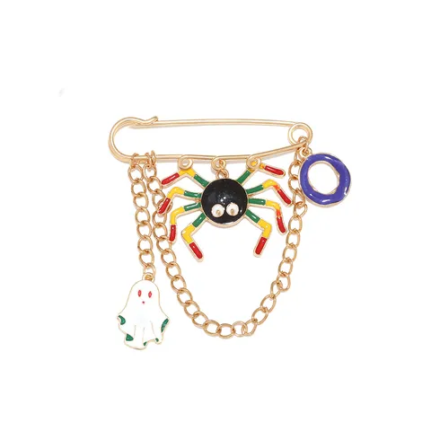 Halloween Spinne Geist Kette Sicherheitsnadel Brosche Emaille Cartoon Reversnadel Für Damen Cool Stile Party Schmuck Geschenk