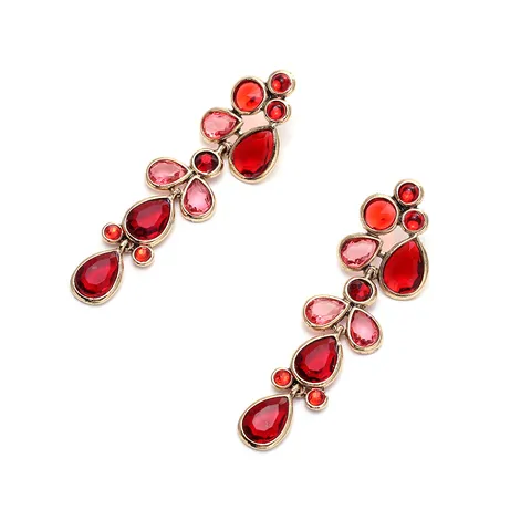 Vintage Statement Alloy Teardrop Rhinestone Dangle Earrings For Women Euro-American Luxurious Multi Layer Long Drop Ear Ring Wedding Party Jewelry Gift