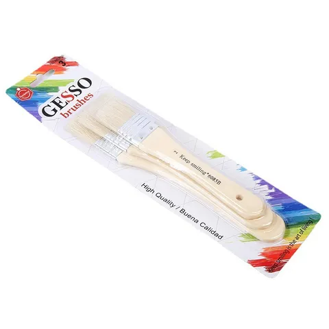 Professional Artist Paint Brushes Hog Bristle Wood Handle Flat Gesso Brushes For Acrylic Oil Watercolor Painting