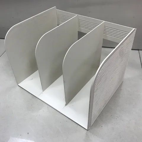 White Plastic Desktop Bookend Three-Grid File Holder Document Organizer Office Desk Storage Rack Book Stand Shelf
