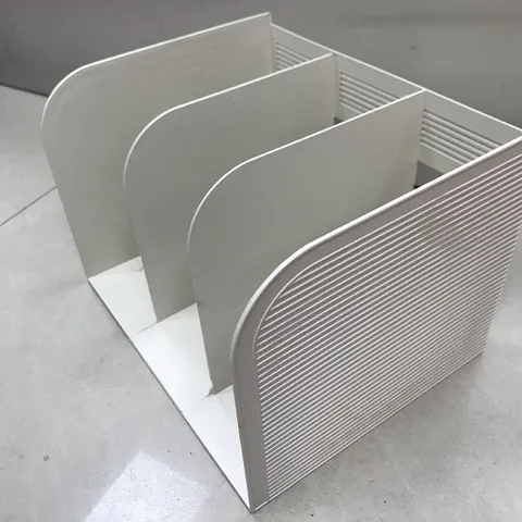 White Plastic Desktop Bookend Three-Grid File Holder Document Organizer Office Desk Storage Rack Book Stand Shelf