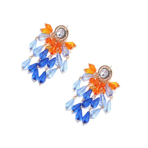 Luxury Acrylic Tassel Drop Earrings For Women Fashion Rhinestone Inlaid Teardrop Long Dangle Earrings Party Banquet Jewelry Gift