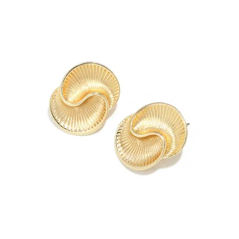 Orecchini a Bottone a Spirale Geometrica in Lega di Lusso Stile Euro-Americano da Donna Orecchini a Cerchio Aperto Irregolari Gioielli