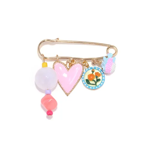 Spilla a Forma di Delfino Cuore Fiore Dipinto Carino Ins Spilla di Sicurezza in Lega di Zinco Con Pendente in Smalto Colorato Gioielli Donna