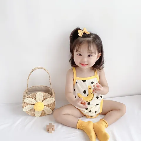 Infant Baby Girl Boy Cotton Romper Summer Newborn Sleeveless Bodysuit Cute Cartoon Print Casual Infant Clothes