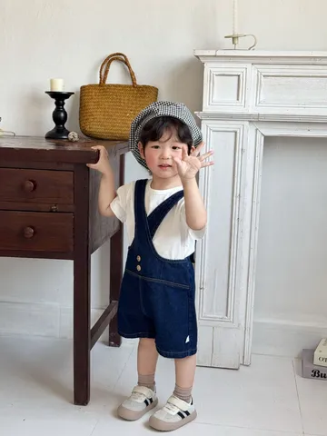 Infant Baby Korean Style Cotton Overalls Romper And Short Sleeve T-Shirt Set Cute Summer Casual Infant Clothing
