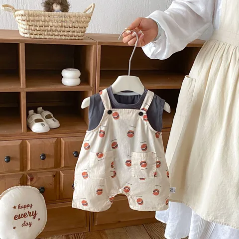 Tutina Estiva Senza Maniche per Bambini Cartoon in Cotone Casual Tutina per Neonato Vestiti Carini