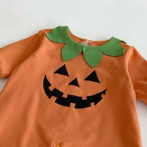 Baby Halloween Pumpkin Romper Hat Outfit Infant Long Sleeve Jumpsuit Festival Baby Boy Girl Clothes Set