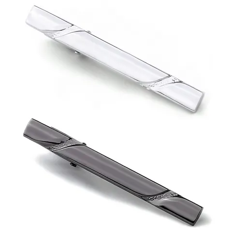 Pince à Cravate d'Affaires pour Hommes en Cuivre Métal Rayé Poli Électroplaqué Simple Barre de Cravate Costume Classique Bijoux de Mode