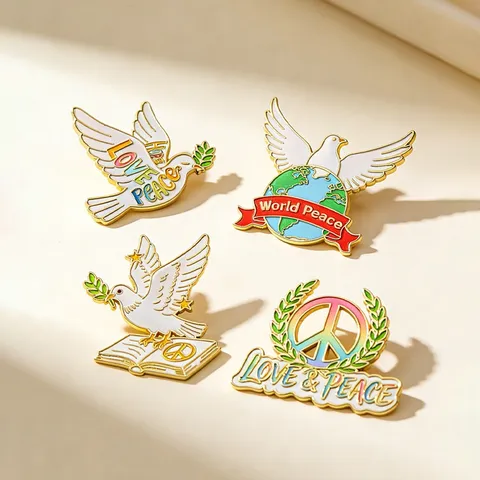 Vintage Peace Dove Enamel Brooch World Peace Badge For Backpack Clothing Accessory Alloy Enamel Pin Unisex Jewelry Gift