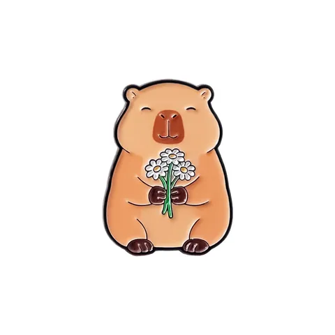 Simpatica Spilla Smaltata Capibara Lega Animale Cartone Animato Pianta in Vaso Margherita Distintivo Accessori Abbigliamento Spilla