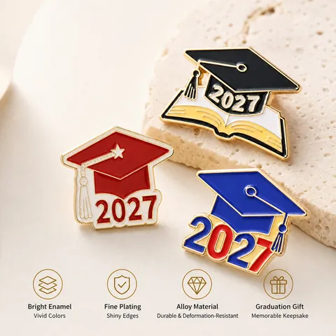 Afstudeerseizoen Geëmailleerde Brooch Legering Pet Boek Badge Studenten Herdenkingsgeschenk Mode Lapel Pin Sieraden