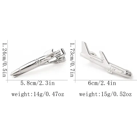 Pince à Cravate en Cuivre Affaires Homme Vintage Électroplaqué Argent Avion Fusée Guitare Saxophone Stylo Motif Barrette à Cravate pour Chemise Française Mariage Banquet Bijoux Cadeau