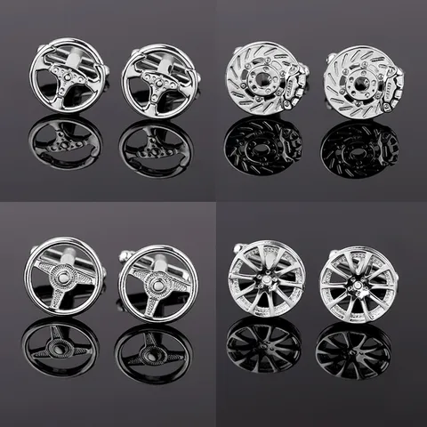 Boutons de Manchette en Cuivre pour Hommes Design Volant Automobile Moyeu de Roue Disque de Frein Chemise Française Bijoux