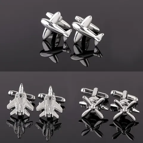 Boutons de Manchette Avion Golf Menottes en Cuivre pour Homme Chemise Française Argenté Électroplaqué Affaires Mariage