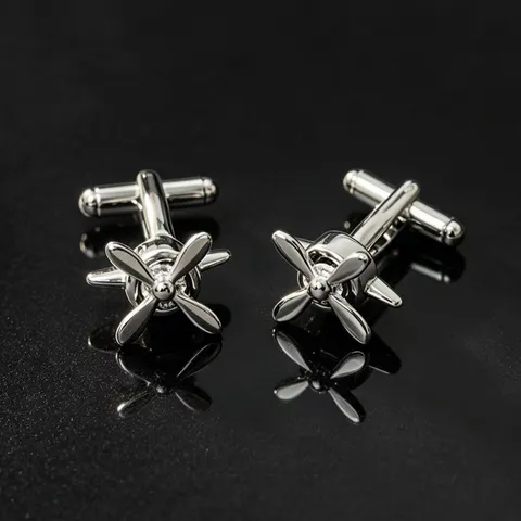 Boutons de Manchette Avion Golf Menottes en Cuivre pour Homme Chemise Française Argenté Électroplaqué Affaires Mariage