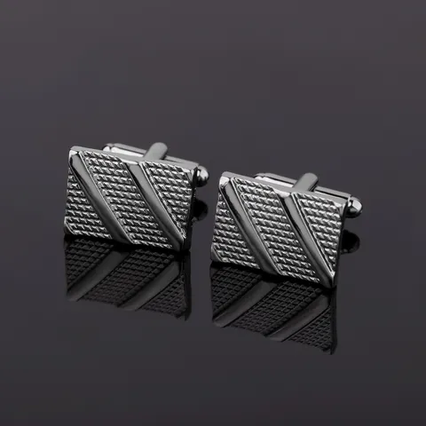 Men Business Square Brushed Metal Cufflinks French Formal Dress Shirt Cuff Links Suit Accessories Jewelry Gift