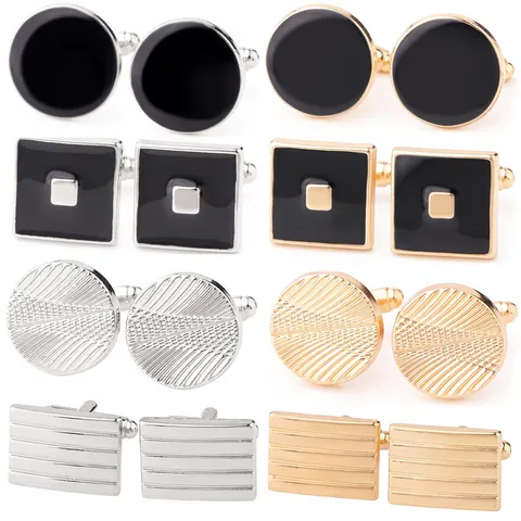 Men Business Alloy Cufflinks Geometric Lacquered Striped Plaid French Shirt Cuff Links Suit Accents Jewelry Accessory Gift For Men