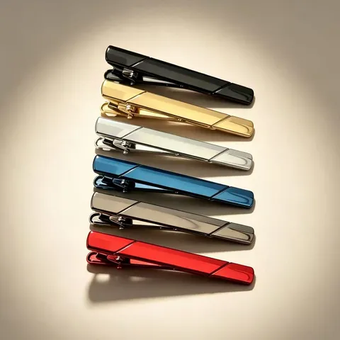 Pince à Cravate Minimaliste en Cuivre pour Hommes Affaires Formel Costume Chemises Sergé Rayé Brossé Électroplaqué Accessoires Métal