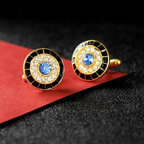 Franse Stijl Legering Strass Geometrisch Rond Manchetknopen Minimalistisch Heren Formeel Zakelijk Sieraden