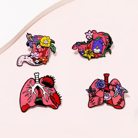 Creatieve Anatomische Medische Orgaan Speldjes Brosche Legering Hart Hersenen Long Badges Voor Rugzak Kleding Unisex Sieraden Cadeau