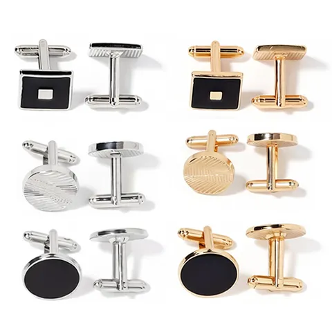 Men's Cufflinks Classic Alloy Round Spiral Square Geometric Cuff Links For Business Wedding Party Shirt Accessories