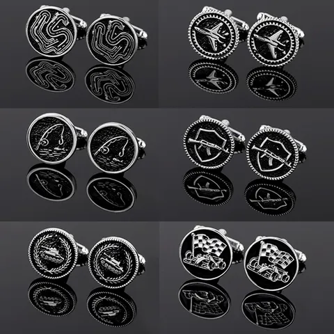 Boutons de Manchette Vintage en Cuivre pour Hommes Électroplaqué Rond Motif Géométrique Accessoires de Chemise de Bureau Mode Boutons de Manchette