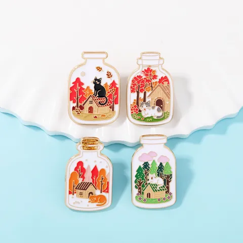 Cartoon Magische Flasche Brosche Pin Kreative Katze Anime Abzeichen Legierung Emaille Revers Nadel Süßes Tier Schmuck Geschenk Für Rucksack Bekleidung Zubehör