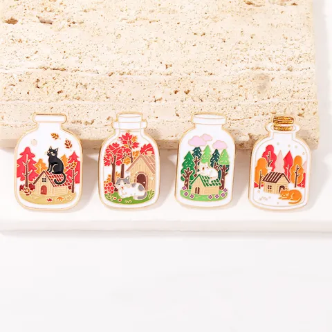 Cartoon Magische Flasche Brosche Pin Kreative Katze Anime Abzeichen Legierung Emaille Revers Nadel Süßes Tier Schmuck Geschenk Für Rucksack Bekleidung Zubehör