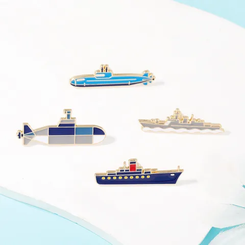 Cartoon Military Model Submarine Warship Alloy Brooch Creative Enamel Badge Lapel Pin For Backpacks Clothes Accessories